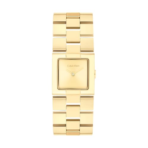 Calvin Klein Zwei-Zeiger-Quarzwerk-Uhr für Damen Kollektion CK Meridian mit Goldfarben Edelstahlarmband - 25100089