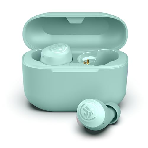 JLab Go Air Pop+ Auriculares Inalambricos Bluetooth, Wireless Earbuds 35+ Horas Rendimiento con Caja de Carga - Audifonos Bluetooth Inalambricos con Micrófono, Dual Connect, App, Menta