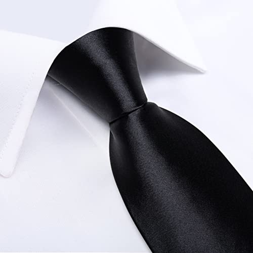 Image of DiBanGu Mens Solid Color Tie and Pocket Square Set Woven Silk Plain Necktie & Handkerchief for Men Wedding Party Formal