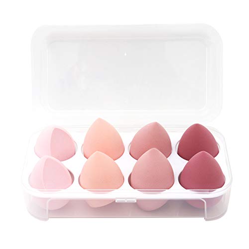 8 PCS Makeup Sponge Set Makeup Sponges Blender Latex-Free Vegan Beauty Sponge Makeup Egg Foundation Blending Cosmetic Makeup Puff for Powder Cream (Pink)