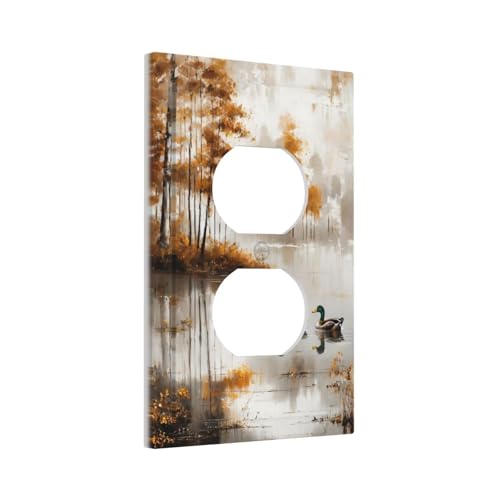 Decorative Outlet Covers Funny Ducks Vintage Lakeside Landscape 1 Gang Duplex Light Switch Cover Plate Wall Plates for Electrical Outlets Switchplate Faceplate for Bedroom Home Decor