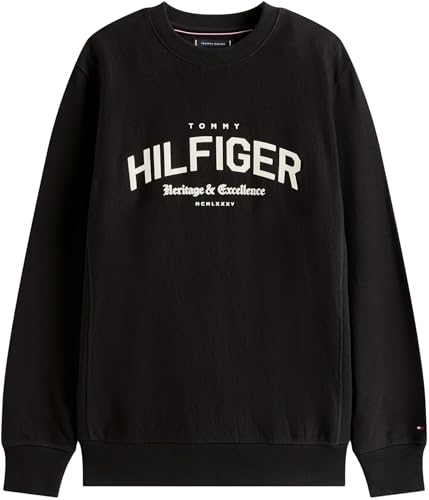 Tommy Hilfiger Herren Sweatshirt Arch Crew Neck Regular Fit, Schwarz (Black), M – Ansicht 5