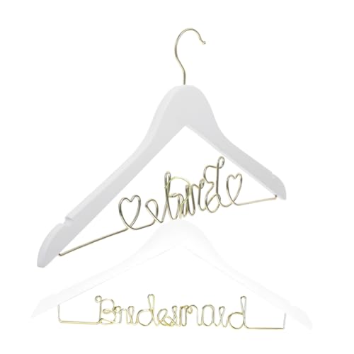 KOMBIUDA Exquisite Piece Wedding Dress Hangers Wooden Iron Iron Wire Hangers for Bridal Gowns