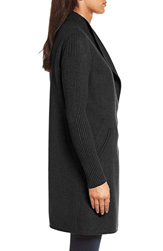 Kenneth Cole New York Women's 17LMW595 Double Face Wool Blend Jacket with Knit Sleeve - Black - L2