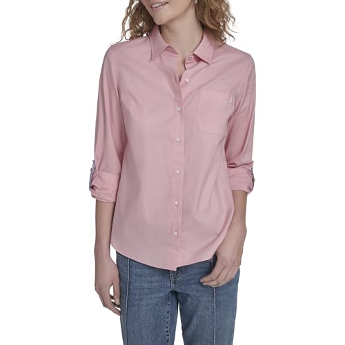 Image of Nautica Women's Button Front Long Sleeve Roll Tab Shirt