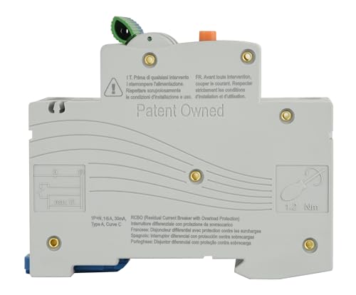 Electraline 87014 Leistungsschalter (RCBO), 16 A, Typ A, Kurve C, Empfindlichkeit 30 mA, Anschluss 1P+N,
