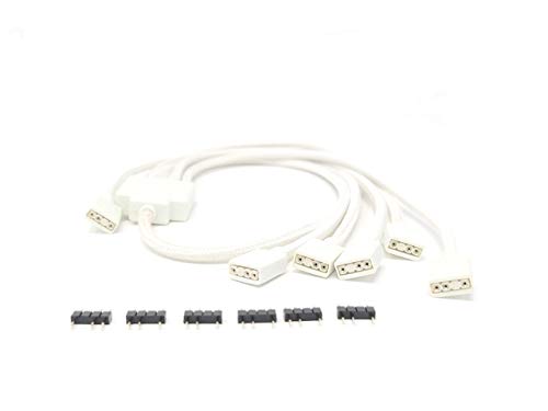 Image of MICRO CONNECTORS 70cm Premium Sleeved 3-Pin 1 to 5 Addressable (ARGB) Splitter Cable (White, F04-15AS70-W)