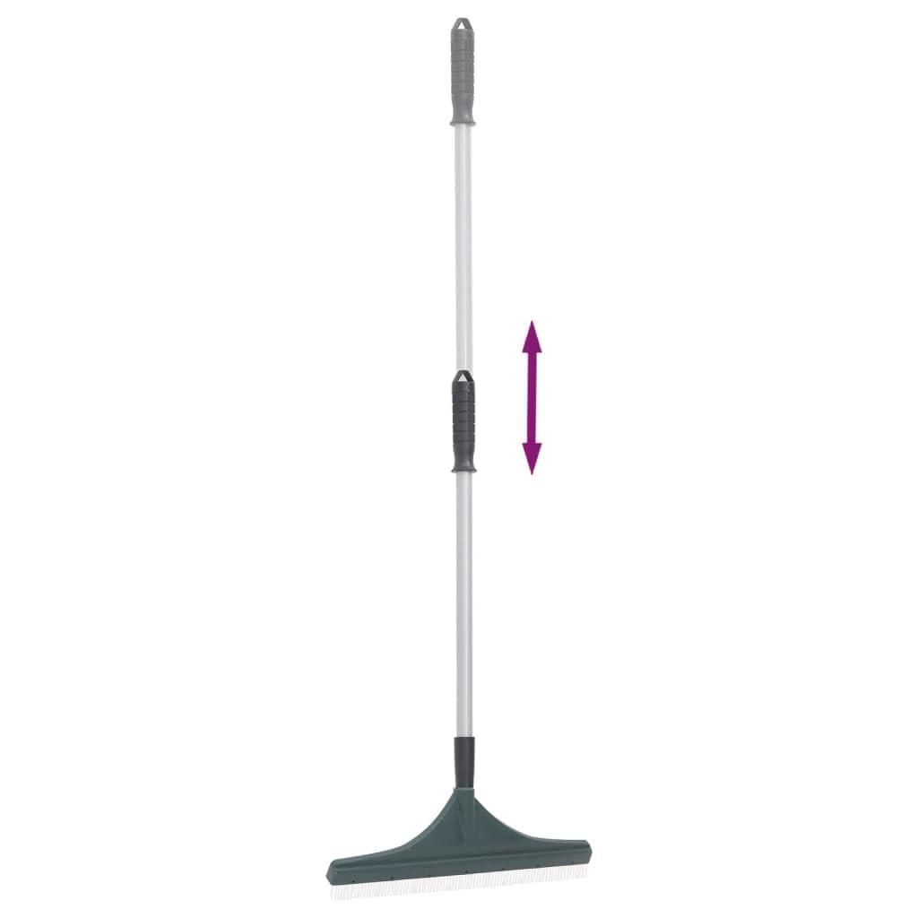 Mangloder - Rastrillo de césped artificial con mango telescópico de 80 a 131 cm, cabeza de polipropileno con cerdas de nailon y mango de acero para jardín, terraza, bancal, hierba, musgo, limpieza y