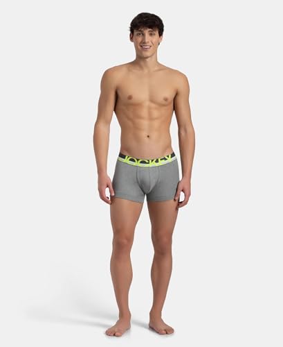 Image of Jockey FP03 Men's Super Combed Cotton Rib Solid Trunk with Ultrasoft Waistband Grey M