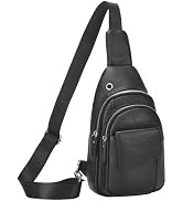SUIKIHUM Genuine Leather Crossbody Bags for Men Women, Vintage Leather Sling Bag, Trendy Casual C...