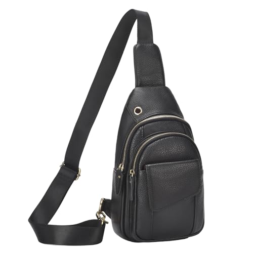 Sac à bandoulière en cuir véritable homme femme vintage de poitrine