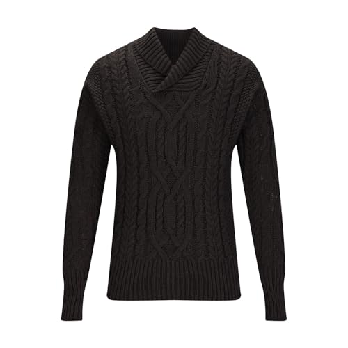 Men's Turtleneck Sweater Classic Shawl Collar Pullover Sweaters Slim Fit Solid Cable Knitted Long Sleeve Jumper Tops3