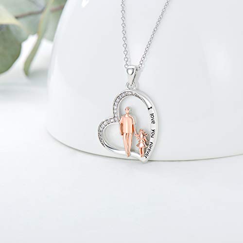 Proess S925 Sterling Silver Daughter Heart Pendant Necklace From Dad Mom I Love You Forever Jewelry (Father Daughter Necklace) #TOP2