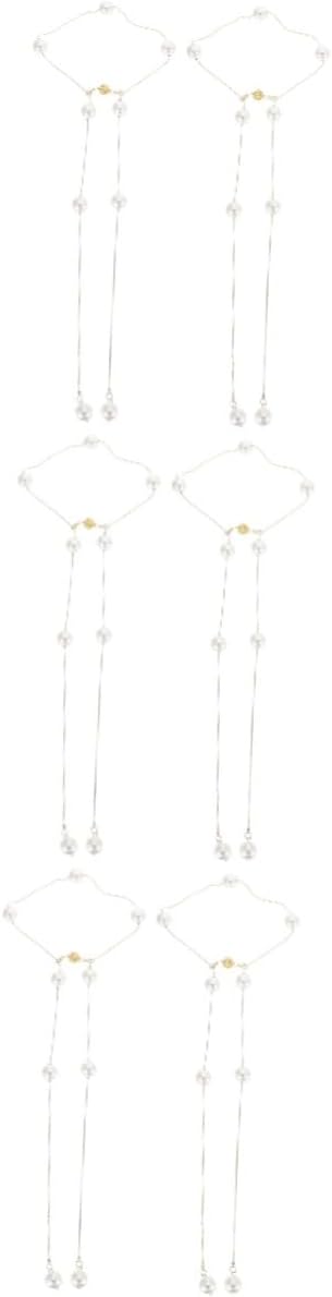 Cabilock 6pcs Elegant Pearl Design Curtain Tiebacks Adjustable Drapery Holdbacks Home Curtain Accessory for Stylish Window Decoration Styles