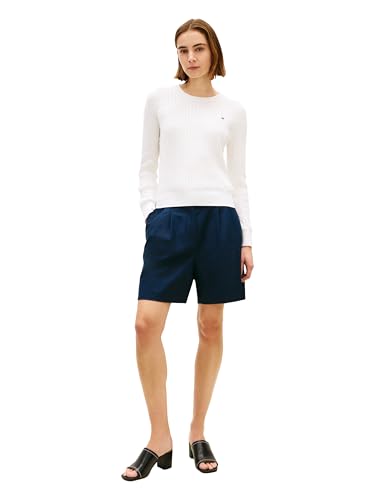 Image of Tommy Hilfiger Women's Cable Knit Crew Neck Sweater Lightweight Pullover