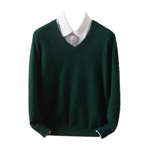 Men's Mink Cashmere Sweater V-Neck Pullover Knitted Sweaters Winter Warm Long Sleeve Jumper Tops