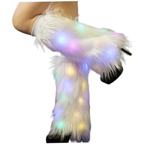 Couvre-bottes en fausse fourrure blanche NIDONE contre le froid aux jambes