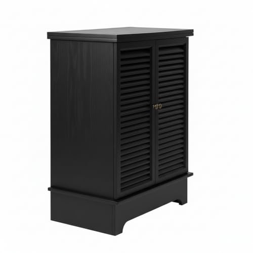 Image of APRODZ Mango Wood Downer Bar Cabinet with Wine Glass Storage for Living Room, Standard Black Finish
