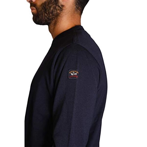 Paul and Shark Hombres extrafino Merino Lana Jersey Cuello de Lana Crew Marina De Guerra