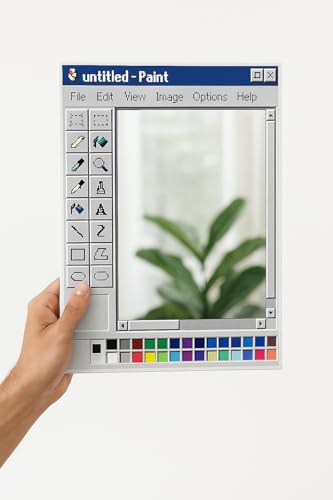 Image of Retro Paint Mirror | 12x18 Inch Wall Hanging | MS Paint-Inspired Quirky Mirror for Room Decor | Velvety Touch | Fun Gift for Creatives, Gamers, Teens, Boys & Girls