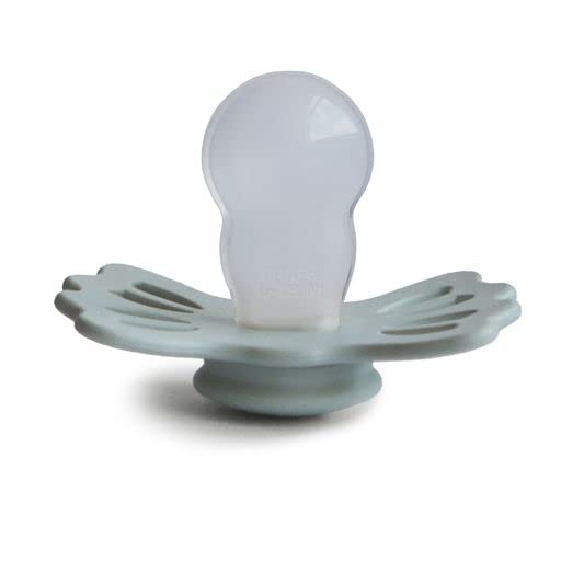 Image of FRIGG Lucky Symmetrical SilkySoft Silicone Baby Pacifier | Made in Denmark | BPA-Free (Sage /Silver Gray, 6-18 Months)