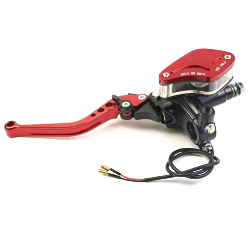Maître-Cylindre de Frein moto rouge pour guidon 22 mm et levier d'embrayage hydraulique MXS125