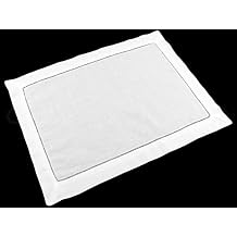 CleverDelights White Linen Hemstitched Placemats - 6 Pack - 14 "x 20" - 100٪ Linen   
