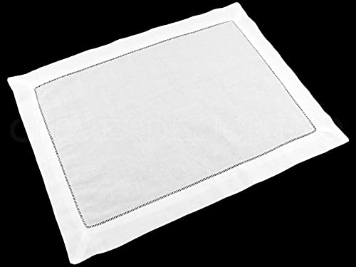 CleverDelights White Hemstitched Placemats - 6 Pack - Linen Cotton Blend by CleverDelights - Used condition - US$19.39