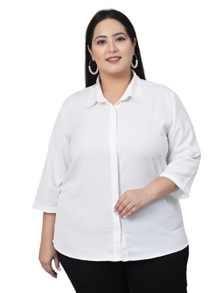 style quotient Plus Women White Solid Formal Shirt-picture-17