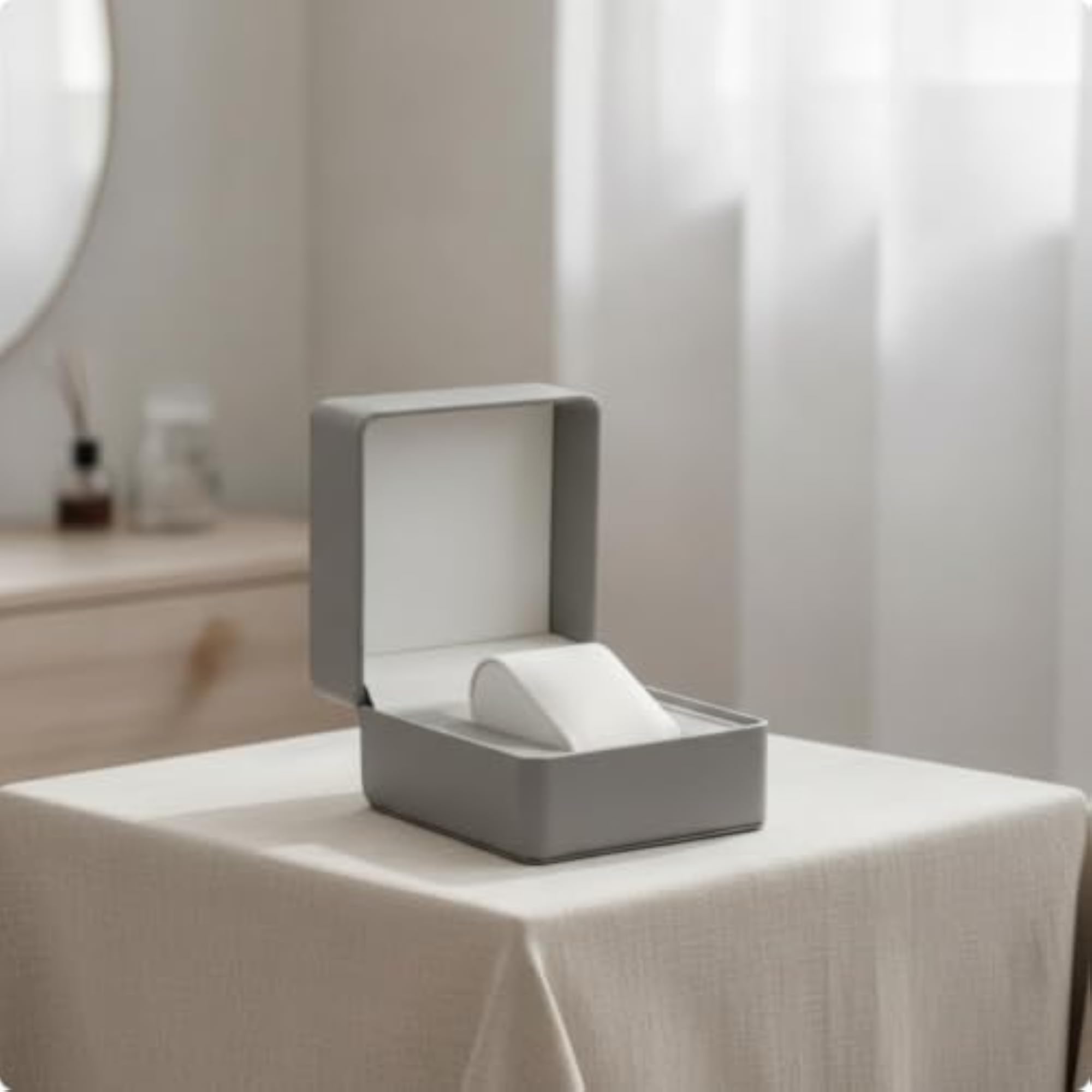 Watch Box with Pillow Display Case, Gray