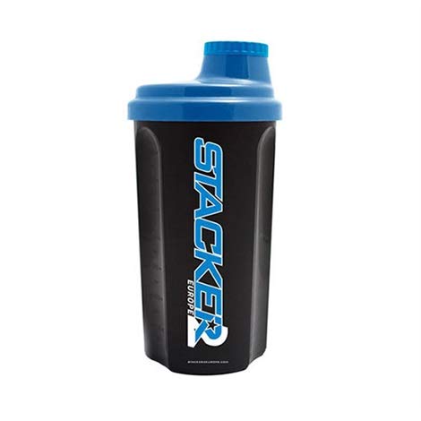 Stacker2 Shaker Eiweißshacker Proteinshaker Protein Shaker 700ml Fassungsvermögen (Schwarz Blau) Cover