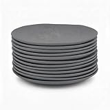 Juego de 12 platos llanos de melamina en color gris. Resistentes y ligeros, ideales para uso diario. Diámetro 28 cm. Apto para lavavajillas. No apto para microondas.