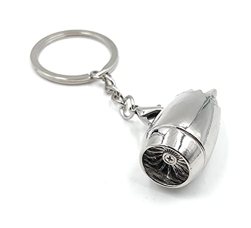 H-Customs Llavero de turbina de avión, color plateado