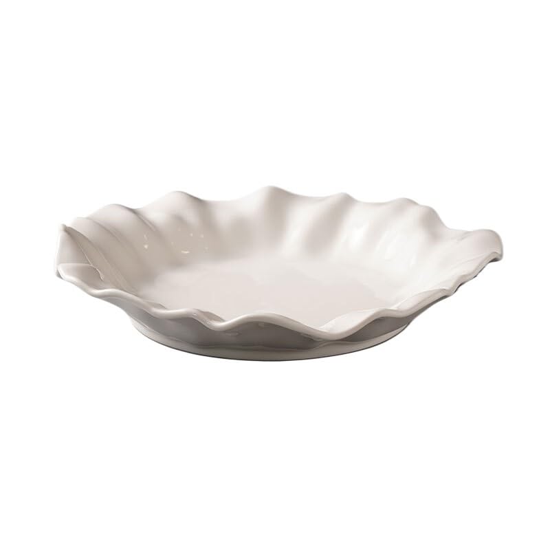 Ensembles D'assiettes de Cuisine Vaisselle en céramique française Assiette ronde Assiette creuse créative blanche de forme spéciale Assiette à légumes Assiette à steak Assiette à salade et à fruits En