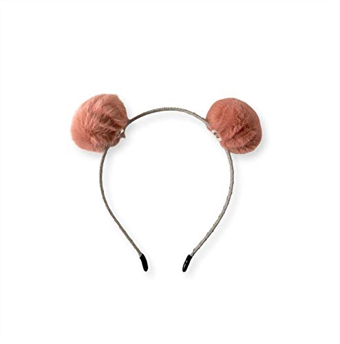 Girl Headband (Pink Fuzz)/Girls' furry pom-pom headband