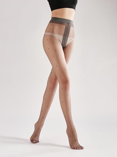 Image of Sahabowi Women Sheer Tights, High Waist Pantyhose, Vintage Control Top Stockings(Patterns Colourful), Pantyhose5