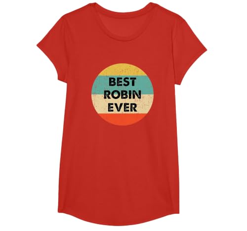 Robin Name T-Shirt, Girls, Red, X-Small