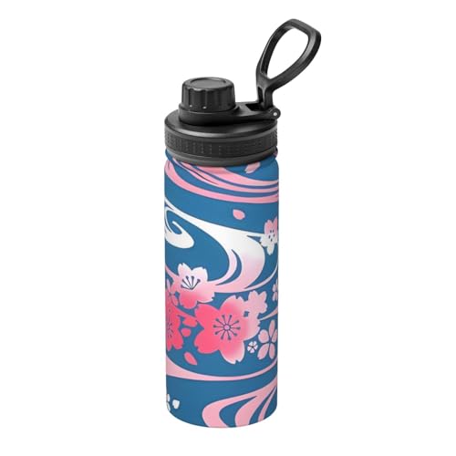 はちすばな 魔法瓶 水筒 スポーツウォーターカップ スポーツボトル 直飲み ステンレス マグ ボトル 大容量 ポータブル こぼれ防止 持ち手付き 真空断熱 持ち運びが簡単 保温保冷 アウトドア 登山 自転車 遠足 男女兼用 18oz