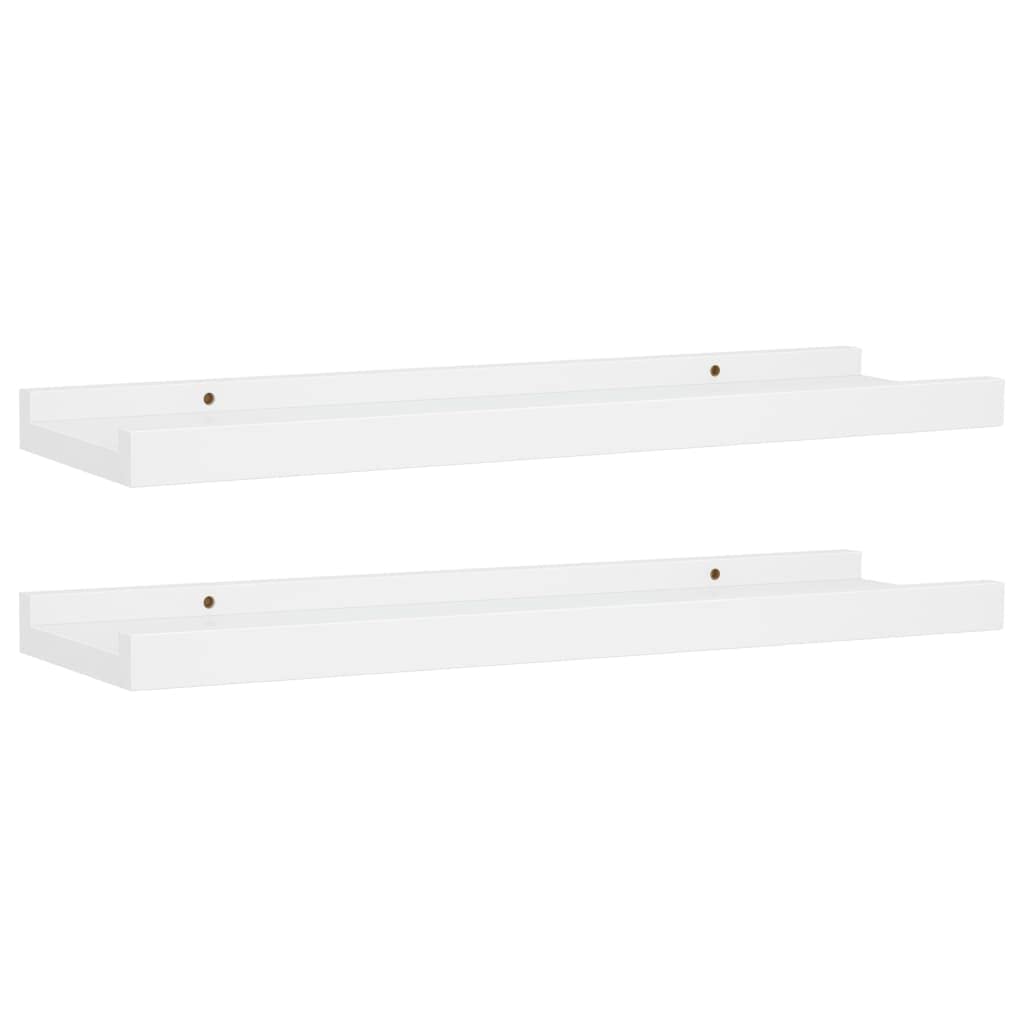Mensole per Quadri 2 Pezzi, Scaffali da Parete in MDF Bianco, Design a U con Bordo Antiscivolo per Cornici e Decorazioni, 40 x 9 x 3 cm