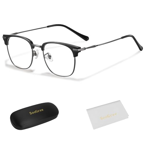 Image of SooGree Blue Light Blocking Glasses Men Women Anti Blu-Ray Clear Gaming Glasses Half Frame UV 400 Anti Eyestrain Computer