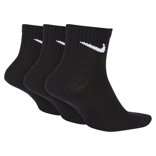 Nike Mixte Everyday Ltwt Ankle 3pr Chaussette, Black/White, M EU