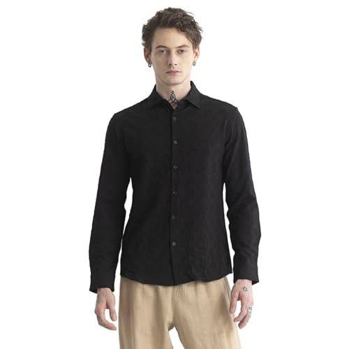 Image of SNITCH Shadotex Black Textured Shirt
