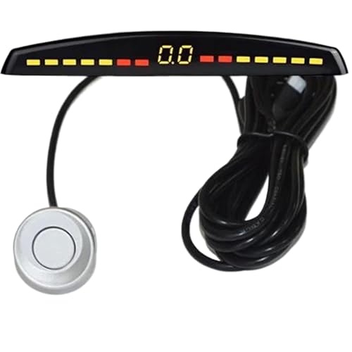 Sensor De Aparcamiento Delantero Y Trasero Sensor De Aparcamiento para Coche, De Detección De Radar De Estacionamiento con Pantalla Parktronic Automática Y 4 Sensores(Plata)