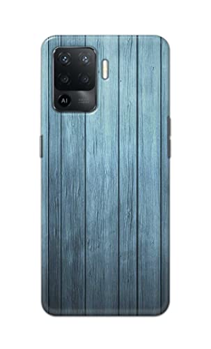 Image of Printed Hard Back Cover Case for Oppo F19 Pro Back Cover (Wooden Blue) -1302