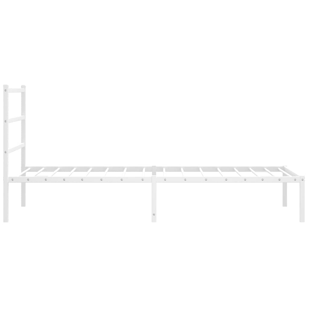 vidaXL Estructura de Cama con Cabecero, Somier de Cama, Armazón Marco de Cama, Cama de Invitados para Dormitorio, Metal Blanco 100x190 cm