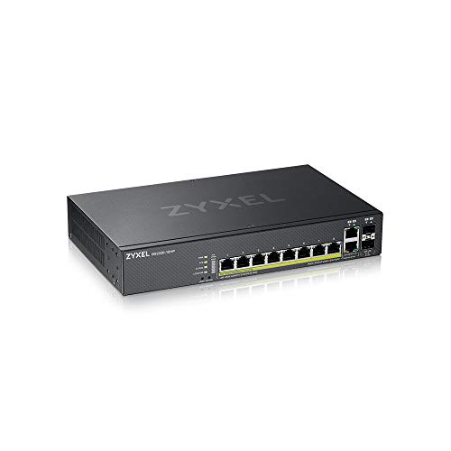 Image of Zyxel 8-Port Gigabit Switch | Layer 2 Managed | PoE+ @ 180 Watt Budget | 2x Gigabit Combo Ports | Hybrid Cloud Mode [GS2220-10HP]