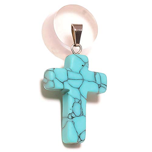 13.45 Cts Blue Turquoise Beads Gemstone Handmade Small Cross Pendant Beaded Jewelry2