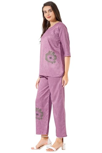 Image of Linen Printed Night Wear Top and Bottom Night Suit Set | Summer Outfit | Co-ord Set for Women | Shirt & Pajama | Night Suit Dress for Women