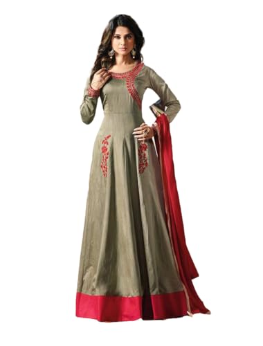 ladyline Womens Anarkali Dress Salwar Kameez Set for Formal Wedding Party Wear (ANSK) (36/ Beige)