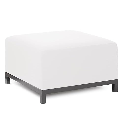 Howard Elliott Axis Patio Ottoman with Cover, Upholstered Footstoll Coffee